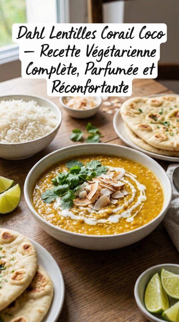 Dahl lentille corail coco : recette végétarienne complète, parfumée et réconfortante