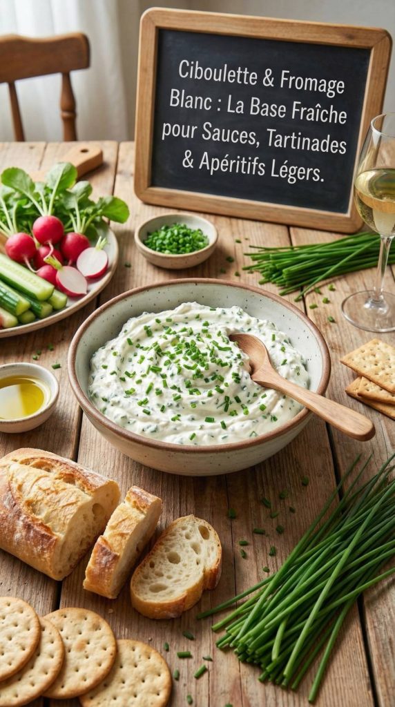 Ciboulette fromage blanc : une base fraîche pour sauces, tartinades et apéritifs légers