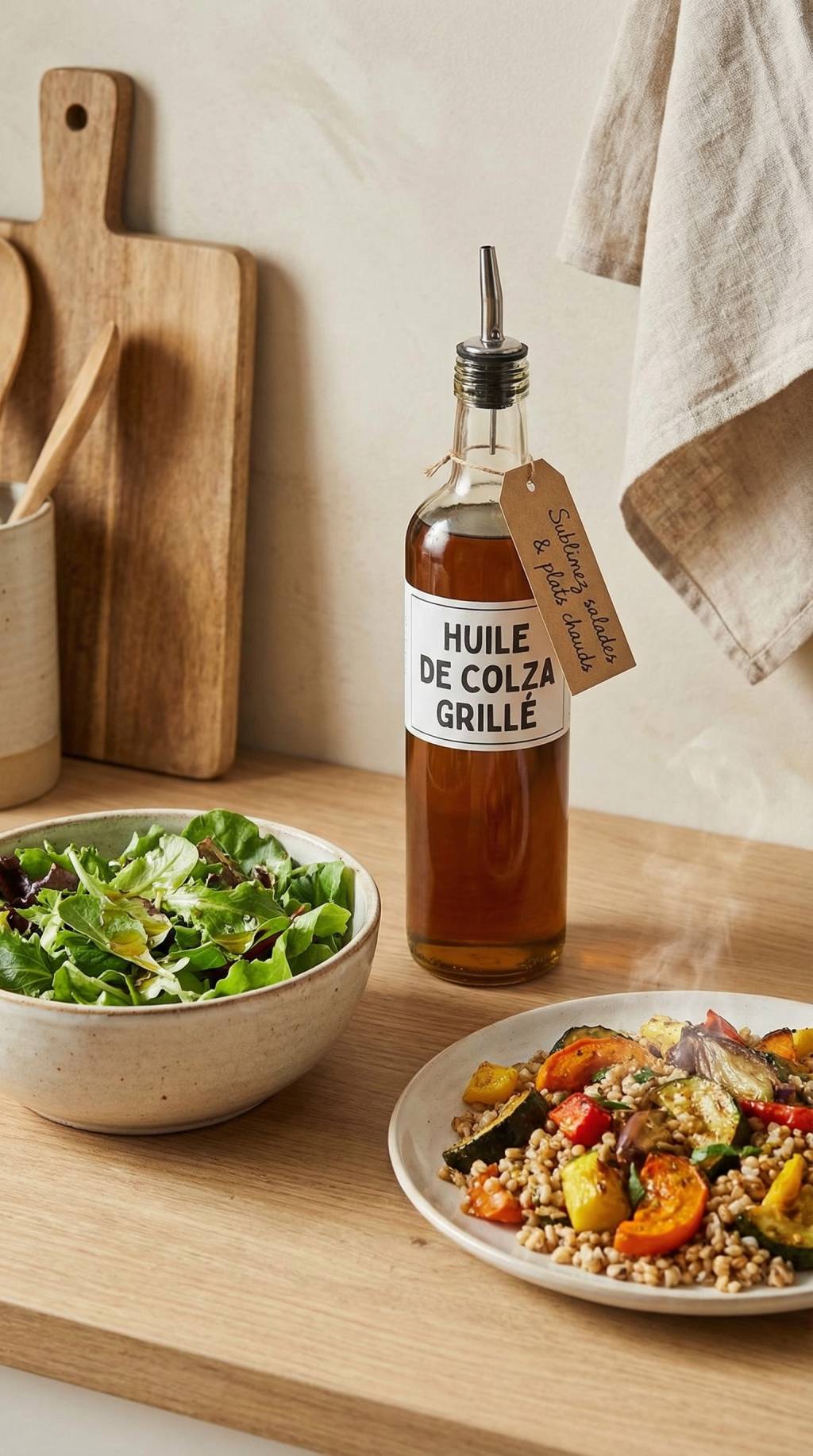 Huile de colza grillé : comment l’utiliser en cuisine pour sublimer salades et plats chauds
