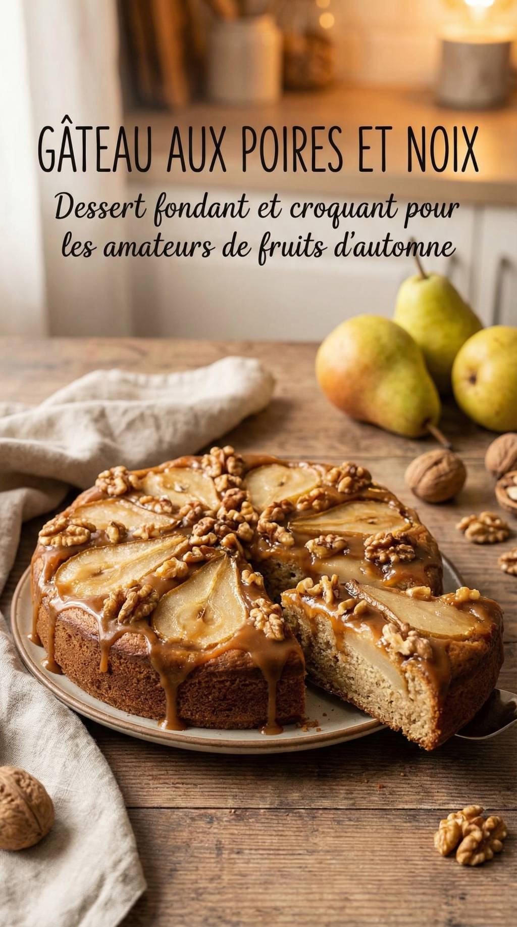 Gâteau aux poires et noix : dessert fondant et croquant pour les amateurs de fruits d’automne